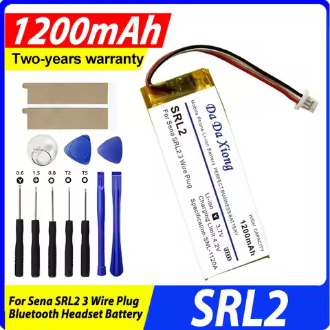 DaDaXiong High Quality SRL2 1200mAh Battery For Sena SRL2 3 Wire Plug Bluetooth Headset Battery + To
