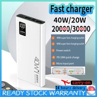 SG[In Stock] Powerbank 40W Super Fast Charger Power bank LED Digital Display Portable Charging Slim Battery 30000mAh