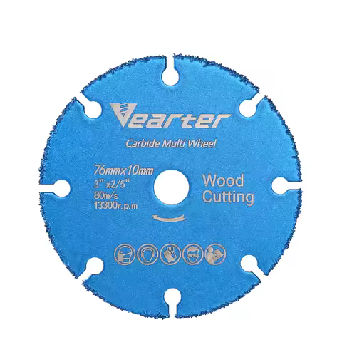 Vearter 76mm×10mm Vacuum Brazed Carbide Circular Saw Blade Wood Cutting Disc Multitool Wheel For Ang