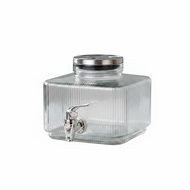 [kwbyle] Glass Beverage Dispenser with Spigot Food-Grade Material Glass Beverage Dispenser Large Cap