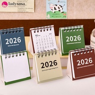 Ladysasa 2025.6-2026.12 Mini Simple Calendar Small Desk Calendar Creative Coil Calendar Planner Desk