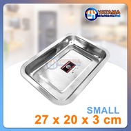 Baki Stainless Steel Ukuran 27 x 20 cm Nampan Stenlis Persegi Segi Panjang Besi Tempat Lauk Prasmana