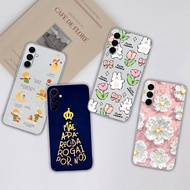 Cases For Samsung Galaxy M14 5G Cute Rabbit Flower Fall Prevention Shockproof Lightweight Silicone T