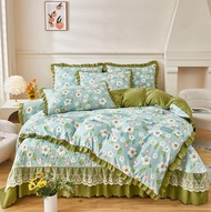 Four piece set of washed cotton and linen summer quilt bed cover Cotton printed four piece set