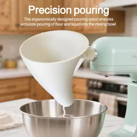 Flour Funnel for Kitchen Aid Mixer, Wide-Mouth Design Flour Funnel Prevent Overflow and Mess, Guides