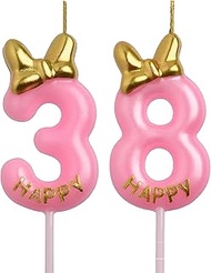 38th 83rd Birthday Candles, Pink 83 38 Year Old Cake Topper Cute Number Birthday Candles, Birthday P