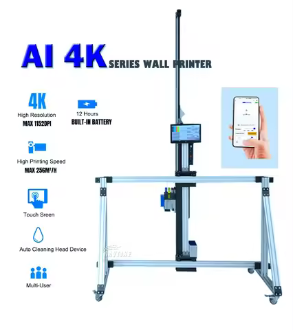 Auto Clean Fold 9600DPI AI 4K Wall Printing Machine 3D UV Indoor Outdoor Decor Vertical Wall Pinter 