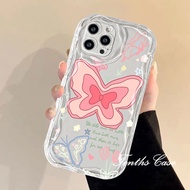 For Infinix Smart 8 7 6 5 2020 Hot 40i 40 Pro 30i 30Play 20 20i Play Note 12 G96 Spark Go 2024 2023 Hot 12 11 10 Play ITEL S23 Pink Butterfly 3D Wave Edge Phone Case Soft Cover