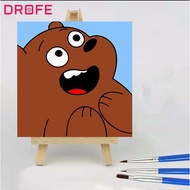 DROFE Paint By Number We Are Bare Bear 3 Wooden Painting Kit Home Decor Gifts (20 x 20cm)