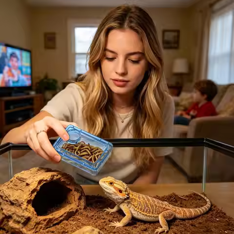 Safe Escape Proof Compartment Reptile Food Dish for Leopard Gecko Hermit Crab Frog Spider Chameleon 