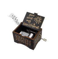 Independent Paper Box Packaging Wooden Music Box Retro Engraving Hand-crank Music Box Wooden Music