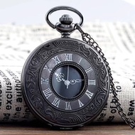 Retro Flip Pocket Watch Classic Roman Character Men Women Necklace Quartz Large Numbers Elderly Wall