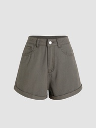 Cider Denim Cargo Wide Leg Shorts