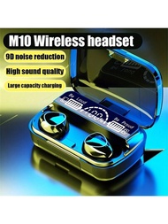 新款m10 Tws藍牙耳機(帶充電盒),立體聲無線耳機,帶麥克風運動防水耳機,立體聲無線耳機,帶麥克風運動防水耳塞