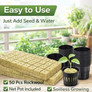 Rockwool Hidroponik + Net Pot Set | Hydroponic Growing Media for Seedling & Vegetable