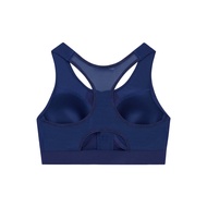 DECATHLON 女款中度支撐前開式羅紋運動內衣－墨藍色