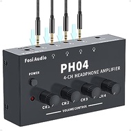 Fosi Audio PH04 4 Channel Headphone Amplifier Stereo Audio Amp with 12V 1.5A Power Adapter Ultra-Compact Portable Headphone Splitter for Studio and Stage