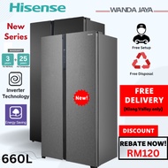 [FREE DELIVERY] Hisense INVERTER Side by Side Fridge 660L Refrigerator RS708N4ASN1 / RS708N4ABN1 [Pe