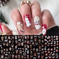 4pcs Christmas Glitter Manicure Relief Stickers - Santa Claus, Snowman, Snowflakes, Elk, Gingerbread