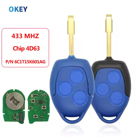 Ok Remote Car Key For Ford Transit WM VM 2006-2014 Car Key P/N: 6C1T15K601AG 3 Button 4D63 Chip 433M