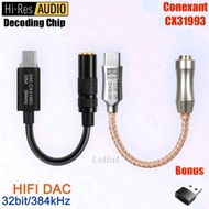 ALAC USB Cable DAC 32Bit/384kHz Type C to 3.5mm HIFI Adapter DAC CX31993 Chip CX-PRO