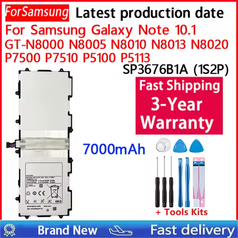 SP3676B1A (1S2P) Tablet Battery 7000mAh For Samsung Galaxy Note 10.1 GT-N8000 N8005 GT-N8010 N8013 N