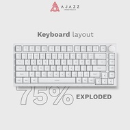 Ajazz Ak820 Monochrome 75% Layout 82 Keys+ MetalKnob Mechanical Keyboard Wired GasketMount Full Anti