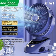 Goojodoq 3000mAh Fan USB Clip Mini Fan Rotating Portable Mini Pinch Table Fan LED Display Portable F