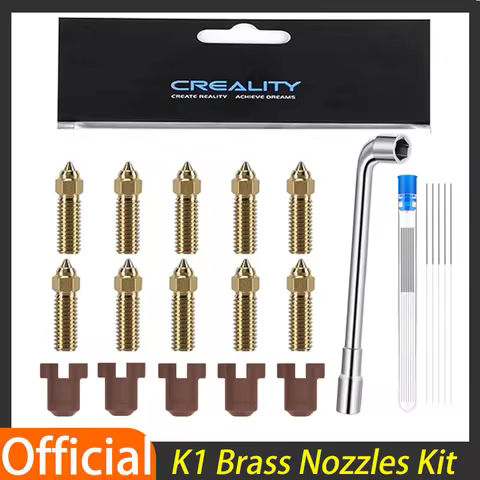 Creality Official 10PCS K1/K1 Max Nozzle High Speed Brass Nozzle Kit with Silicone Cover 1.75mm Fila