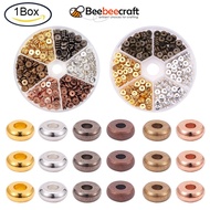 Beebeecraft 1 Box Flat Round Brass Spacer Beads Barrel Plating Golden/Mixed Color for Jewelry Findings