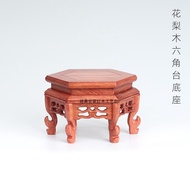 Fragrant Rose Pear Hexagonal Table Solid Wood Base Mahogany Flower Table Bonsai Stand Buddha Statue 