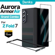[Benks Official] Benks Grand Combo for Samsung Z Fold 7 Aurora ArmorAir Black Case Front Frame Built