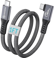 PHIXERO USB 4 Cable Compatible with Thunderbolt 3/4, Right Angle Thunderbolt 4 Cable, 100W USB C to USB C Cable, Support 8K or Dual 4K Display 40Gbps Data Sync for Thunderbolt 4/3, USB C [1FT]