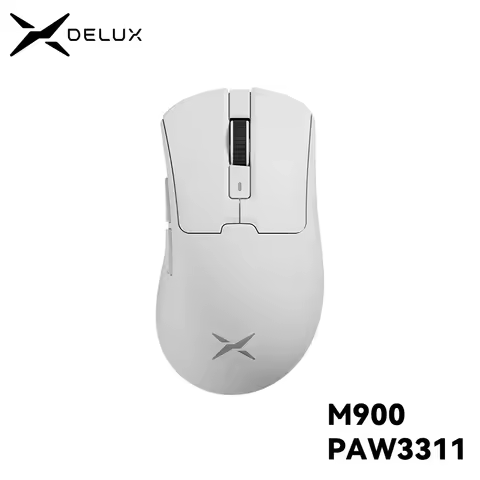 Delux M900 Wireless Gaming Mouse Ergonomic PAW3311 63g Magnetic RGB Charging Dock for Right Big Hand