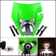 Universal Motocross Green Headlight Mask Off Road Headlamp Dirt Bike Headlight Fairing Luz For Kawas