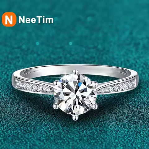 NeeTim Real 3 Carat Moissanite Wedding Ring for Women 925 Sterling Silver Round Brilliant Lab Diamon