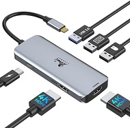 USB C Docking Station Dual HDMI, USB C to Dual Monitors Adapter to Dual 4K HDMI, 3 USB, PD Charging Port, LIONWEI USB C Hub Dual Monitor for Dell XPS 13/15, Lenovo Yoga, HP x360 /Elitebook, etc