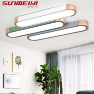 SUNMEIYI Nordic Wood Rectangle Led Ceiling Lights Lighting Living Room Led Ceiling Lamp Bedroom Ceiling Light Fixtures