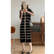 Midi Dres Knit Stripped Premium MIDI Dres Wanita Stripped 