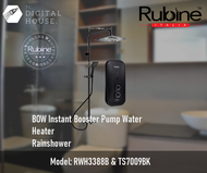 Rubine RWH3388B/W BOW Instant Booster Water Heater &amp; Classicla TS7009BK Rainshower (Delivery)