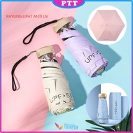 Payung Lipat Anti UV UPF 50+ Motif Polos Folding Umbrella Ultra Violet Payung Tabir Surya Hujan atau