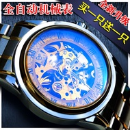 Authentic sports watch men s watch automatic men watch leather hollow luminous waterproof stainless