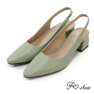 FM SHOES Back Hollow Chunky Heels Fruit Green