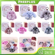Fluffy Bunny Trinket Key Chain Charm Lovely Keyring Pendant Fluffy Fur Pompon Bunny Doll Pendant Bun