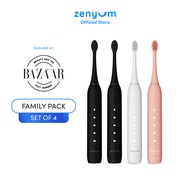 Zenyum Sonic Set of 4 Electric Toothbrushes 2.0 - Black/White/Pink/Green/Blue - Rechargeable with 3 