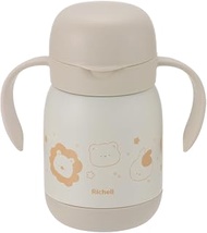 Richell Tri Easy to Use Insulated Cup Mug, 10.1 fl oz (300 ml), Beige, 1 Piece, 8 Months to 10.1 fl 