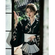 Traditional Japanese black yukata Kimono