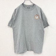古著 Champion 短袖長曲棍球骷髏頭圓領T卹，灰色，L碼