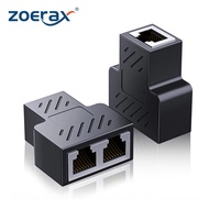 Zoerax 2pcs Rj45 Splitter 1 Hingga 2 Penyesuai Ethernet Pemanjang Kabel Rangkaian Internet Penggandi