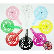 Bicycle Crank Set Fixie 44T Steel Basikal Single Speed Crank For Fixie Bike Ready Stock